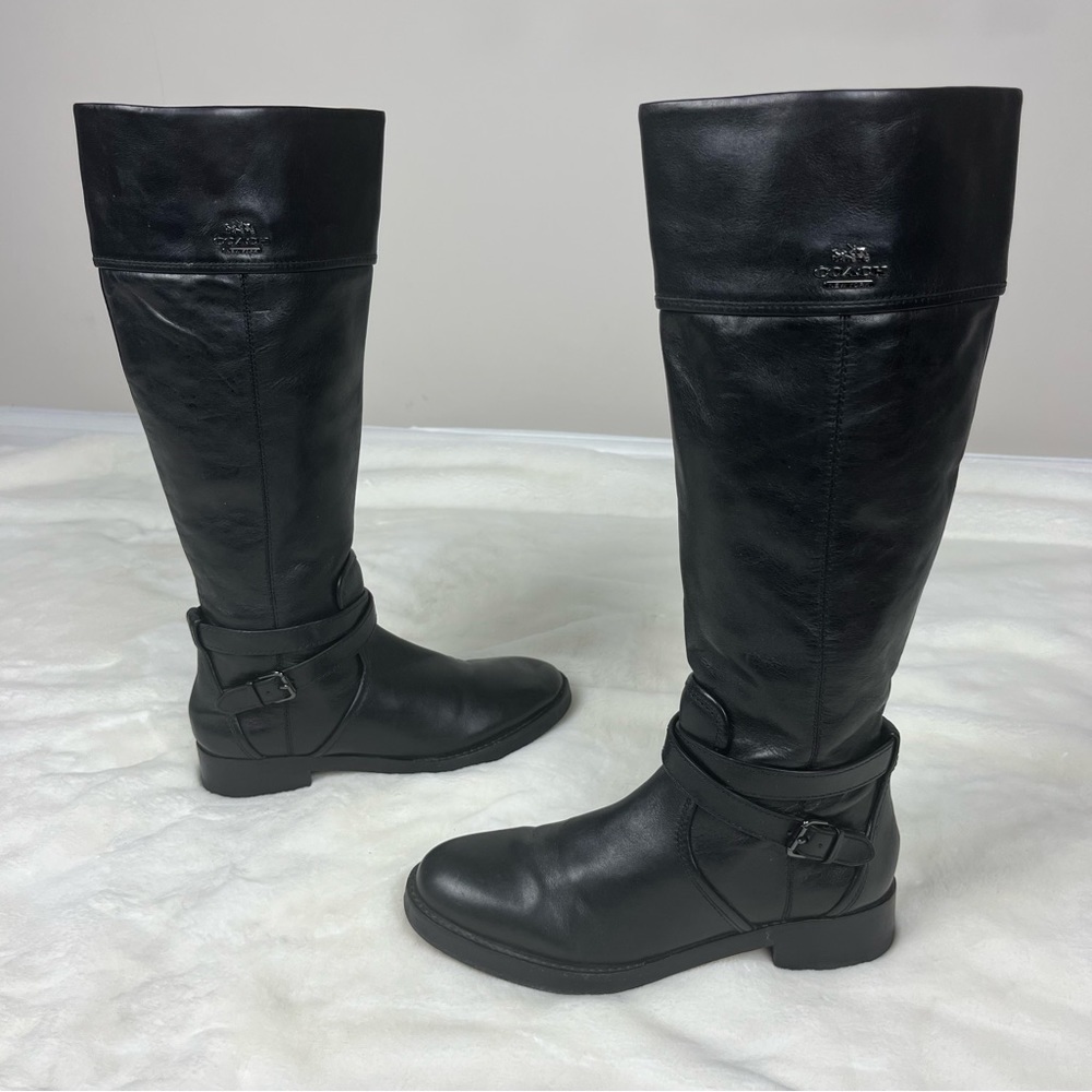 COACH LEATHER ELM KNEE HIGH BOOTS IN BLACK SIZE 6.5 - Picture 16 of 16